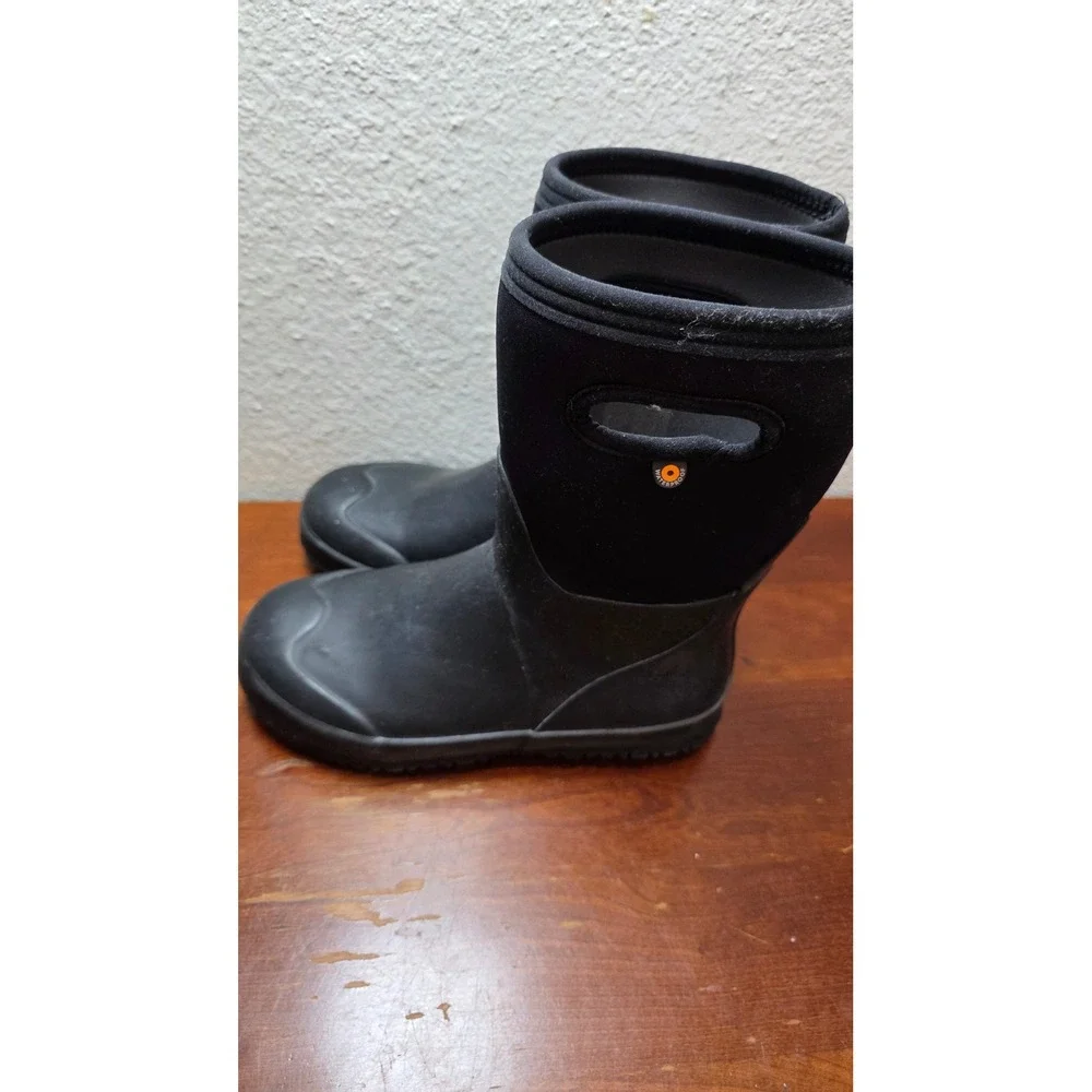 Bogs K Grasp‎ Solid Rain Boots Youth 5 Black Waterproof Neoprene